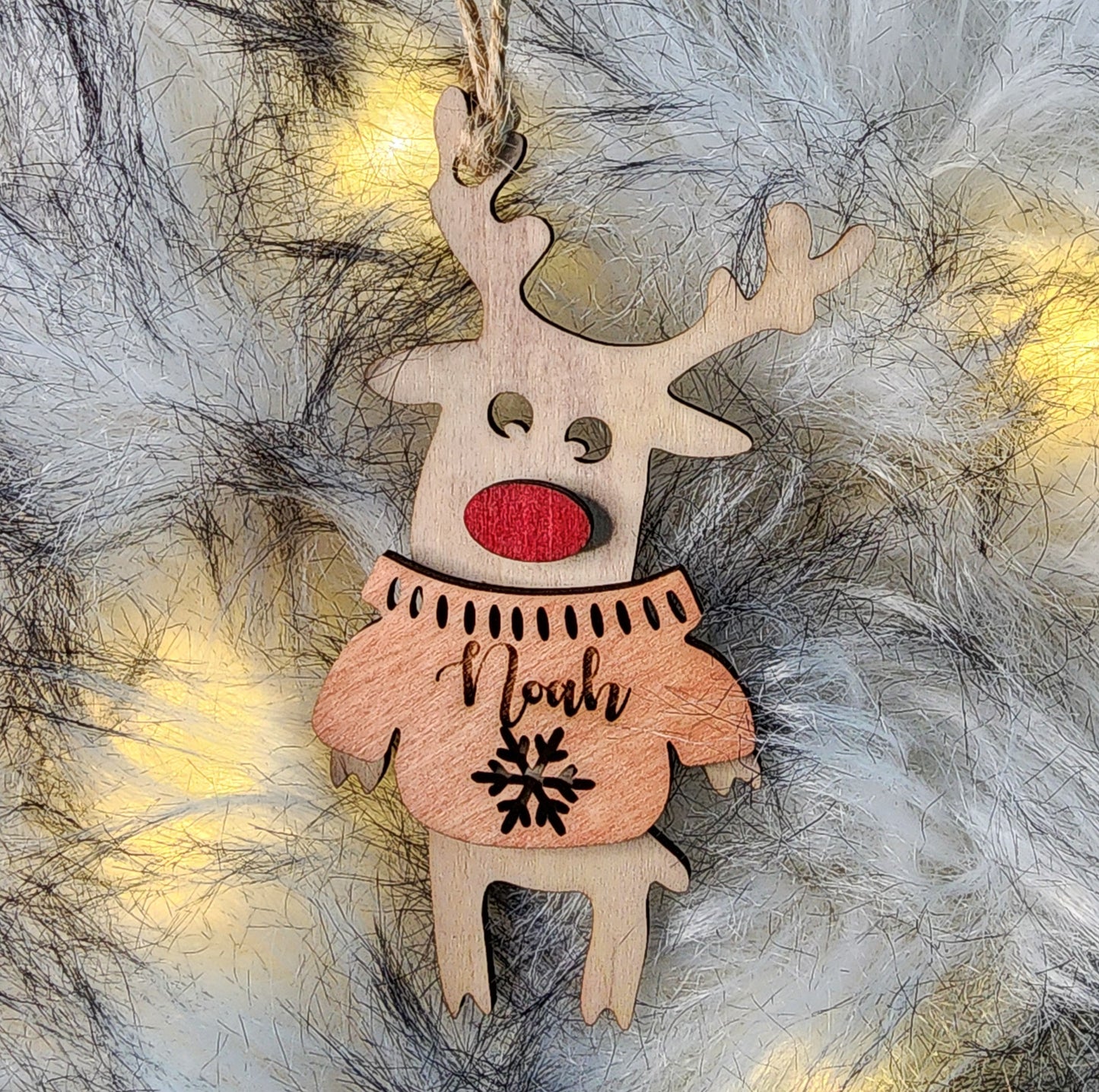 Reindeer in Sweater Christmas Ornament