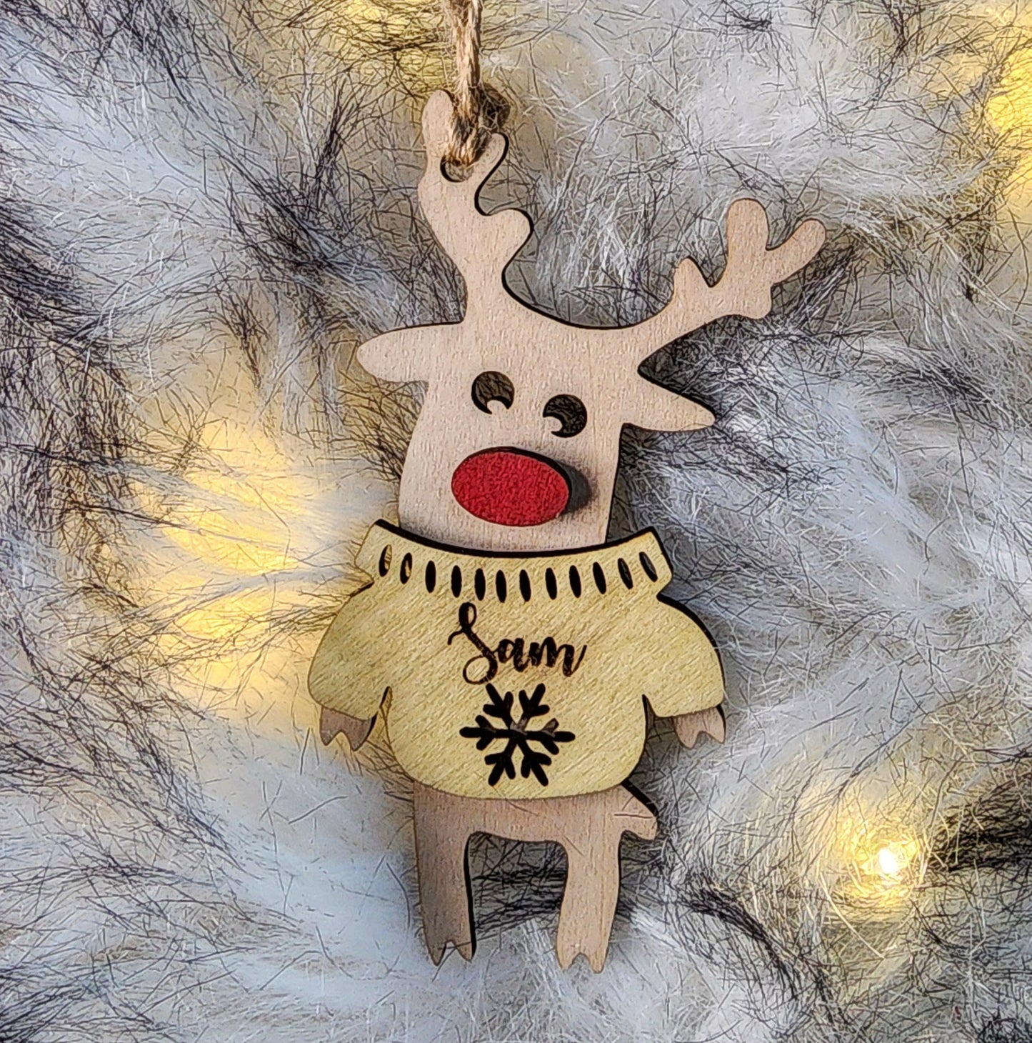 Reindeer in Sweater Christmas Ornament