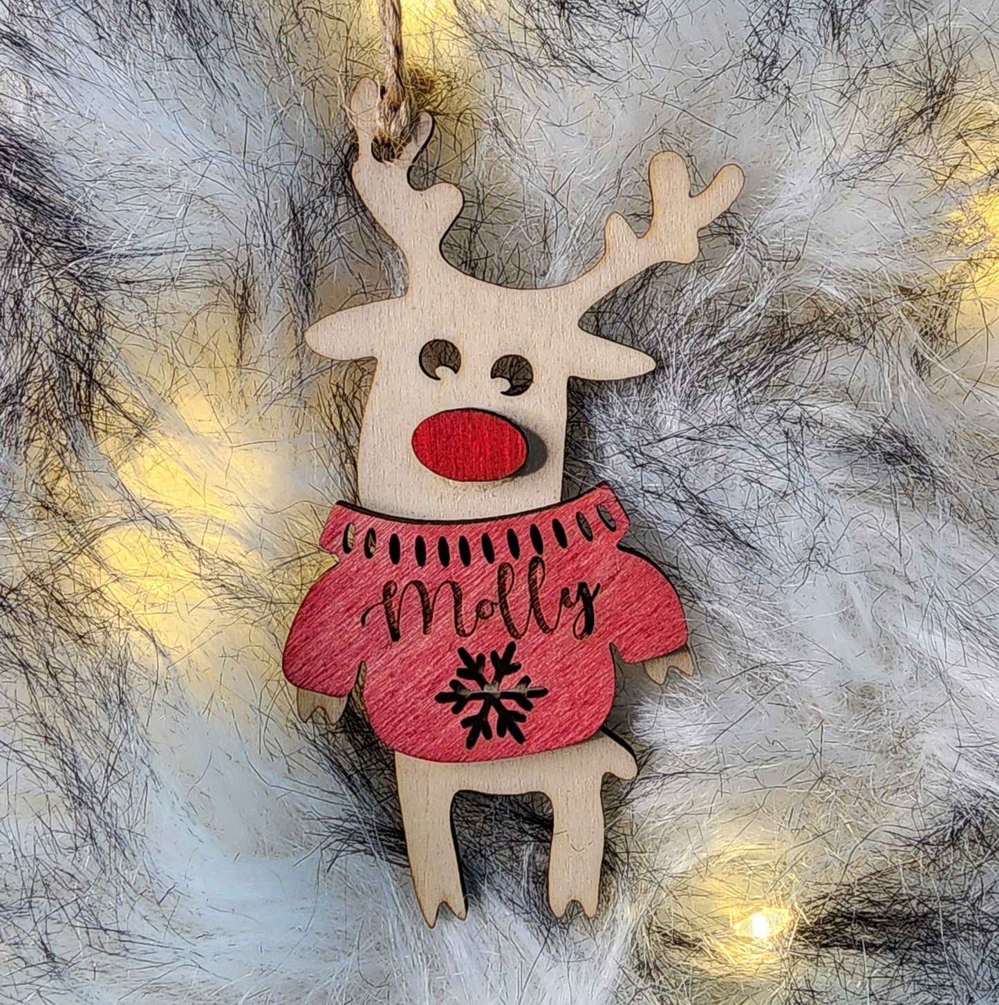 Reindeer in Sweater Christmas Ornament