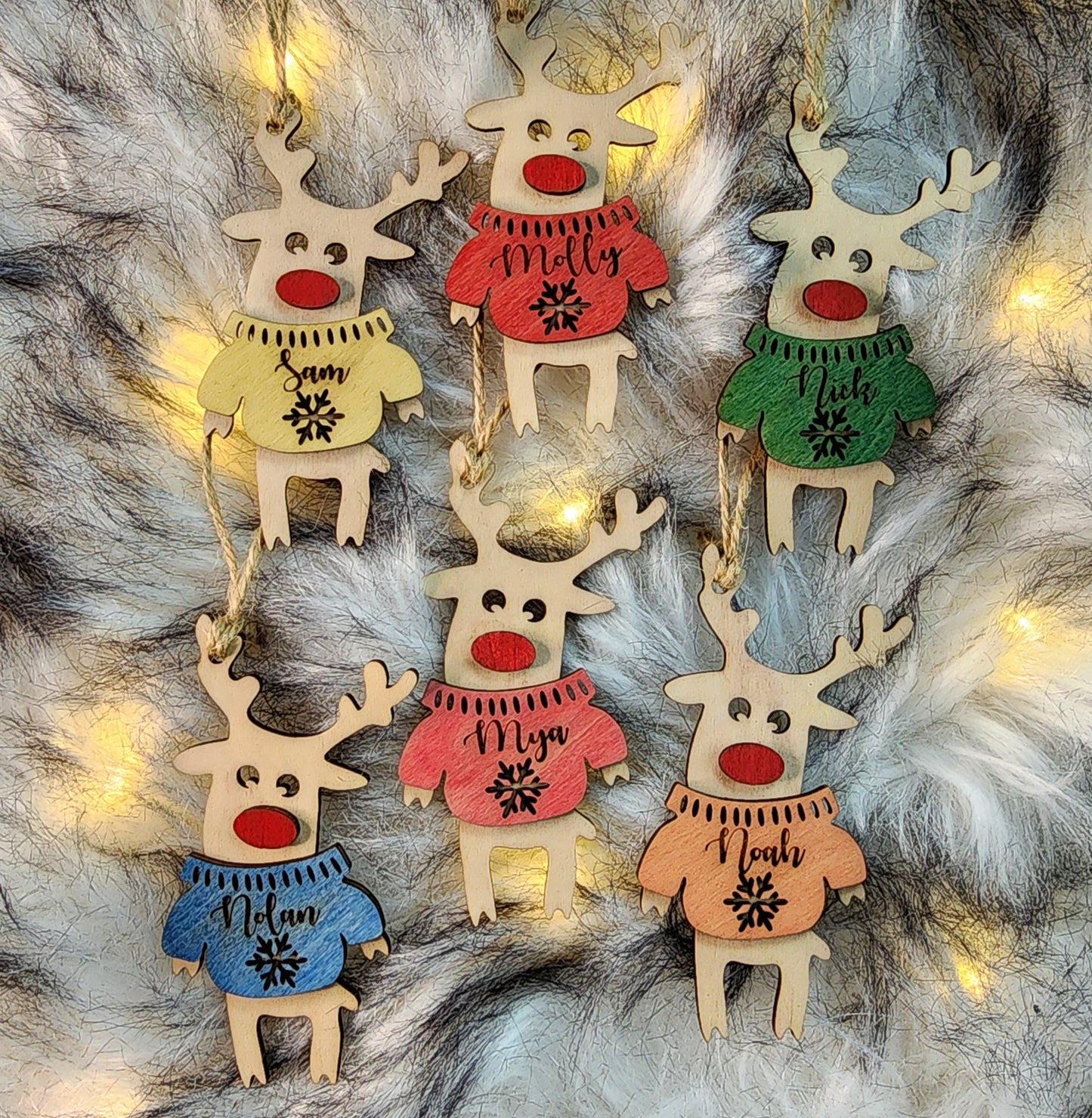 Reindeer in Sweater Christmas Ornament