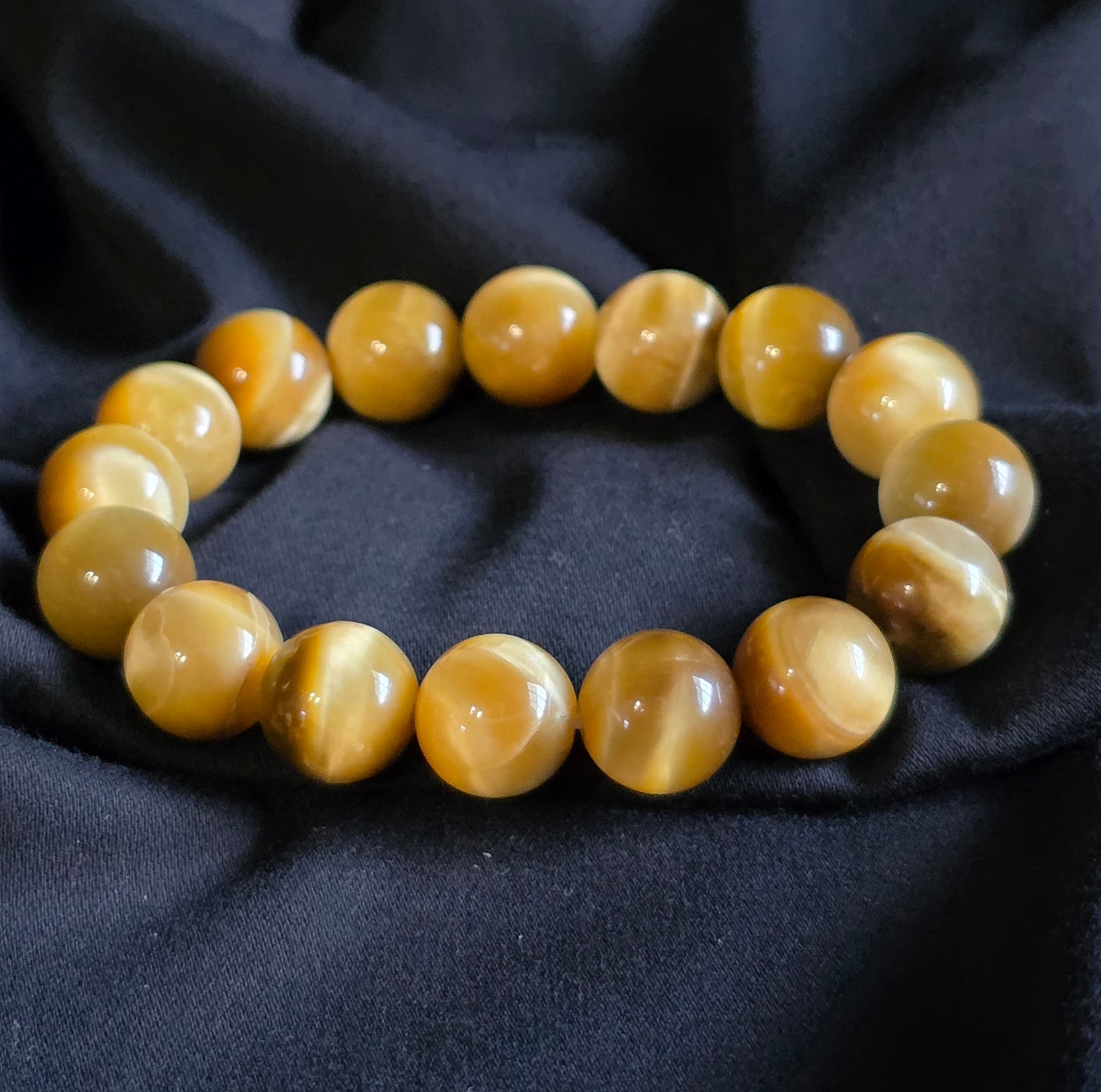 Golden Tiger's Eye gemstone beaded bracelet 12mm