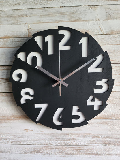 Modern Minimalist Clock- Black
